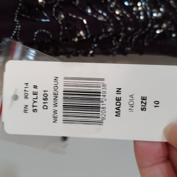 NWT Pisarro Nights Nordstroms Illusion Sleeve Beaded A-Line Gown - Picture 5 of 11